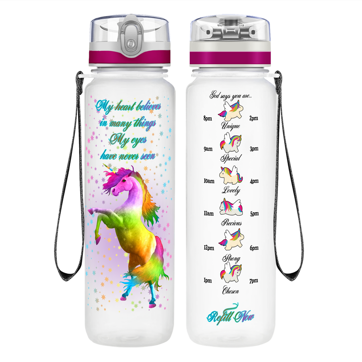 My Heart Believes In Many Things on 32 oz Motivational Tracking Water Bottle