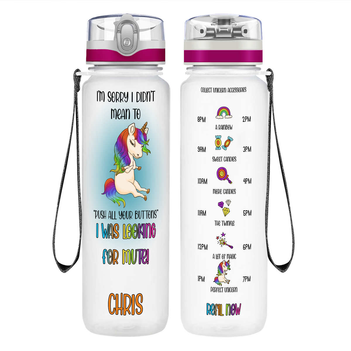 I'm Sorry I Didn't Mean To Push All Your Buttons on 32 oz Motivational Tracking Water Bottle
