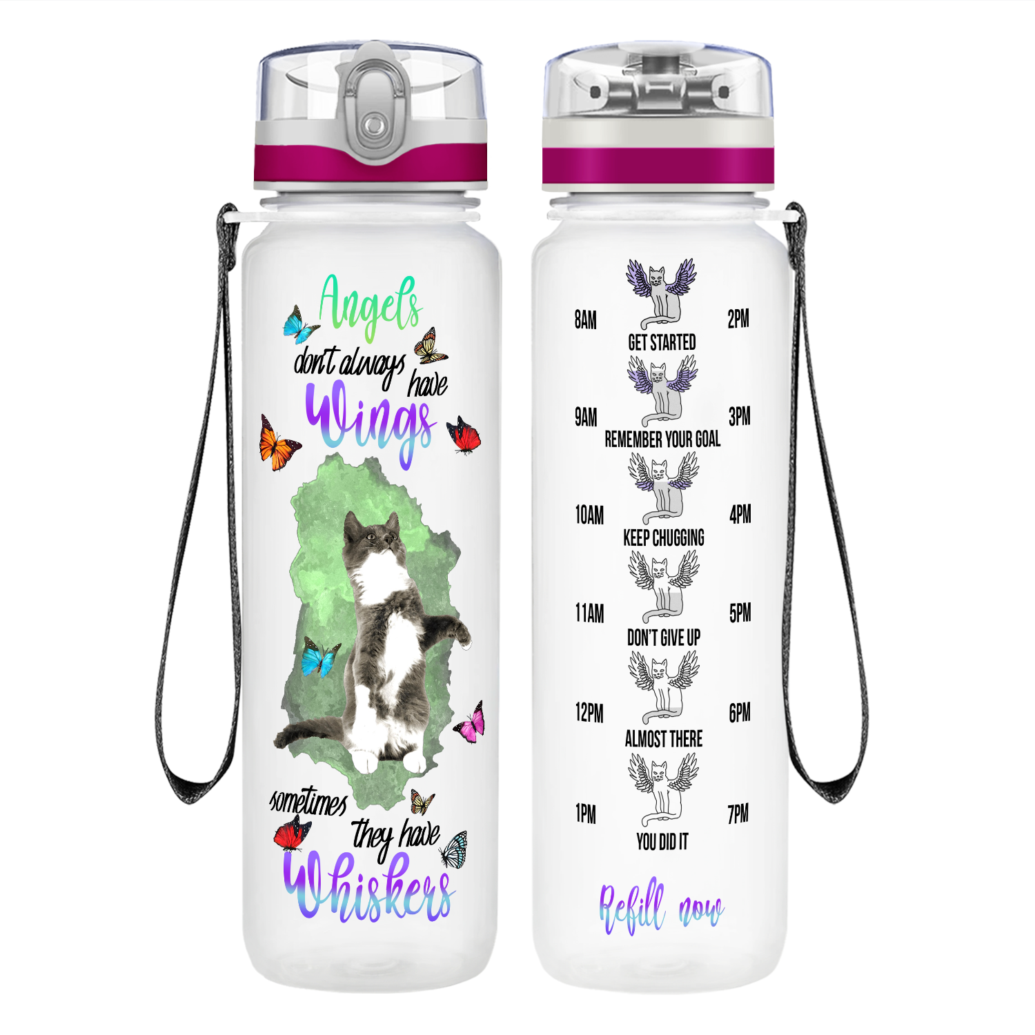 Angels Don't Always Have Wings on 32 oz Motivational Tracking Water Bottle