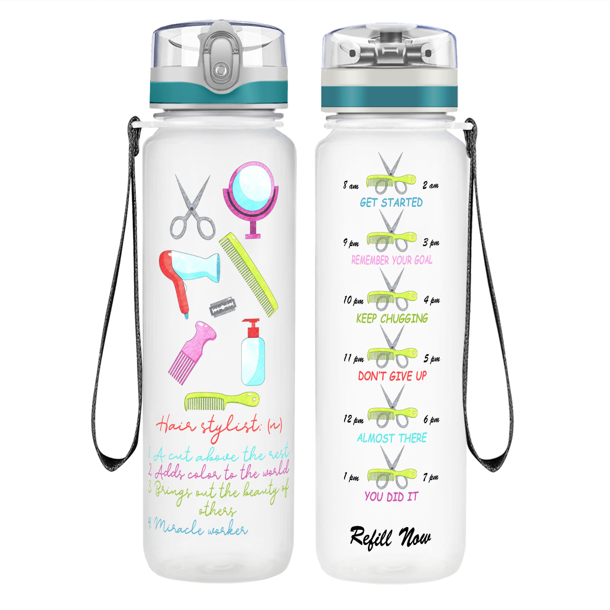 Hairstylist Miracle Worker on 32 oz Motivational Tracking Water Bottle