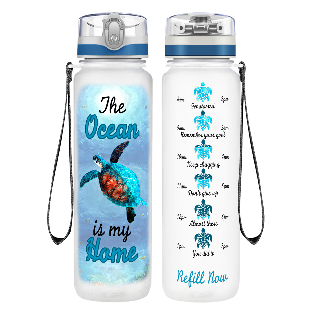 The Ocean Is My Home on 32 oz Motivational Tracking Water Bottle