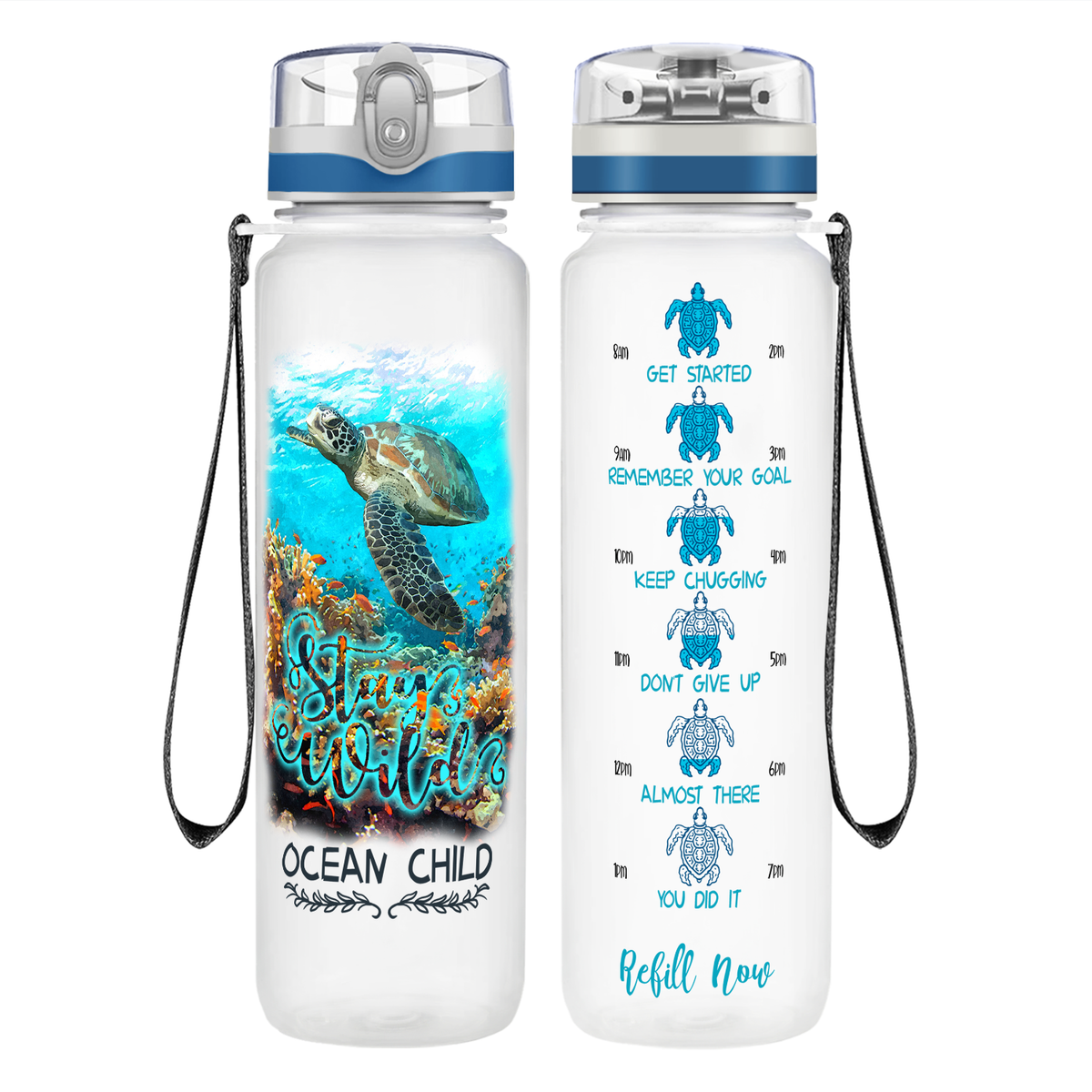 Stay Wild Ocean Child on 32 oz Motivational Tracking Water Bottle