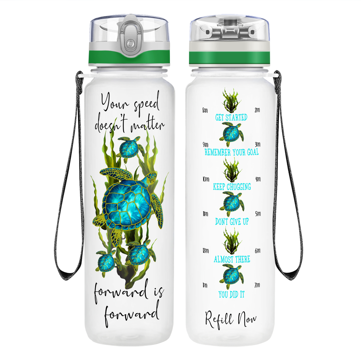 Your Speed Doesn't Matter Forward Is Forward on 32 oz Motivational Tracking Water Bottle