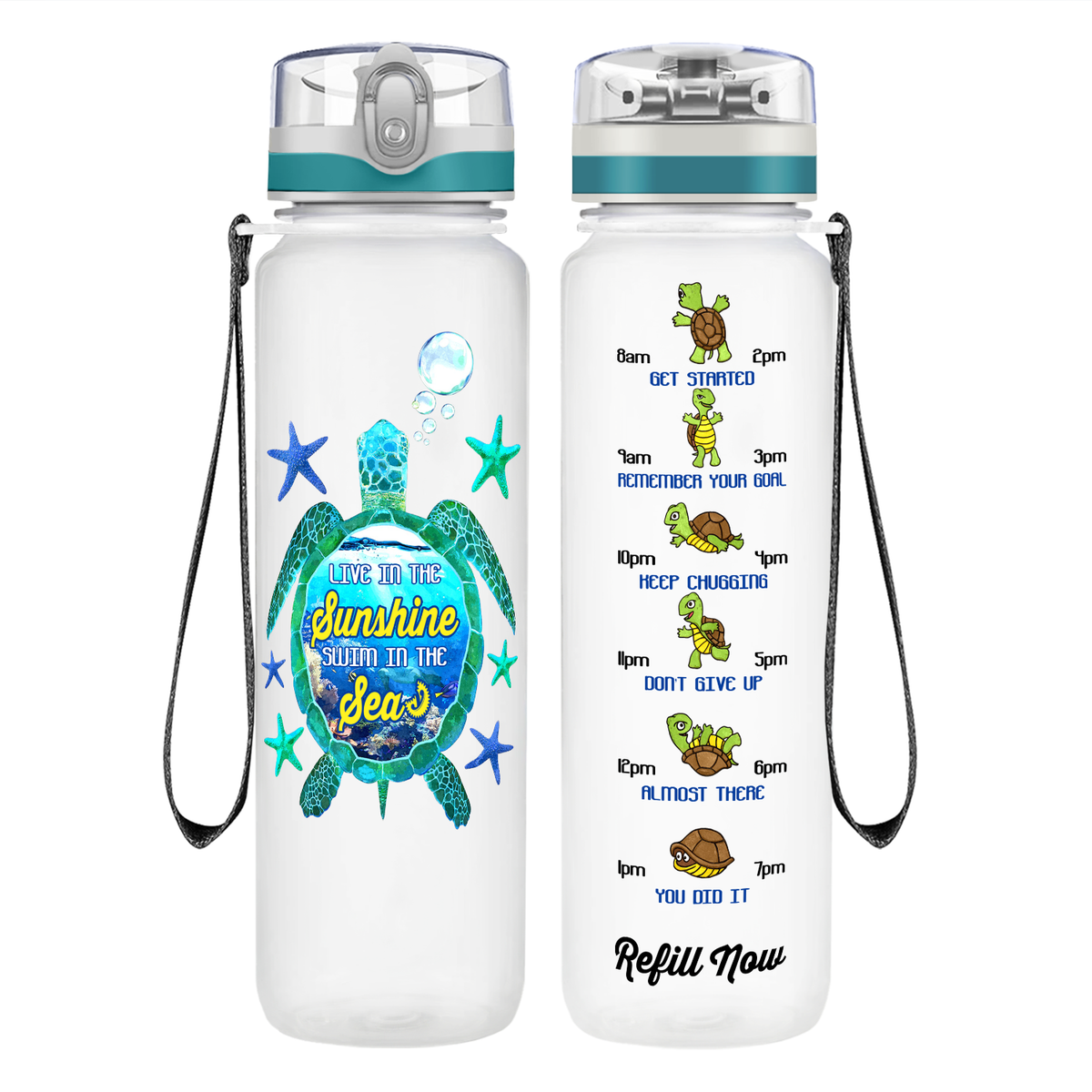 Live In The Sunshine Swim in The Sea on 32 oz Motivational Tracking Water Bottle