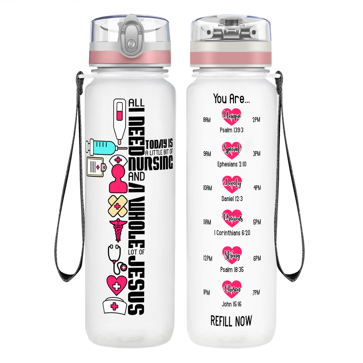 All I Need Today on 32oz Motivational Tracking Nurse Water Bottle