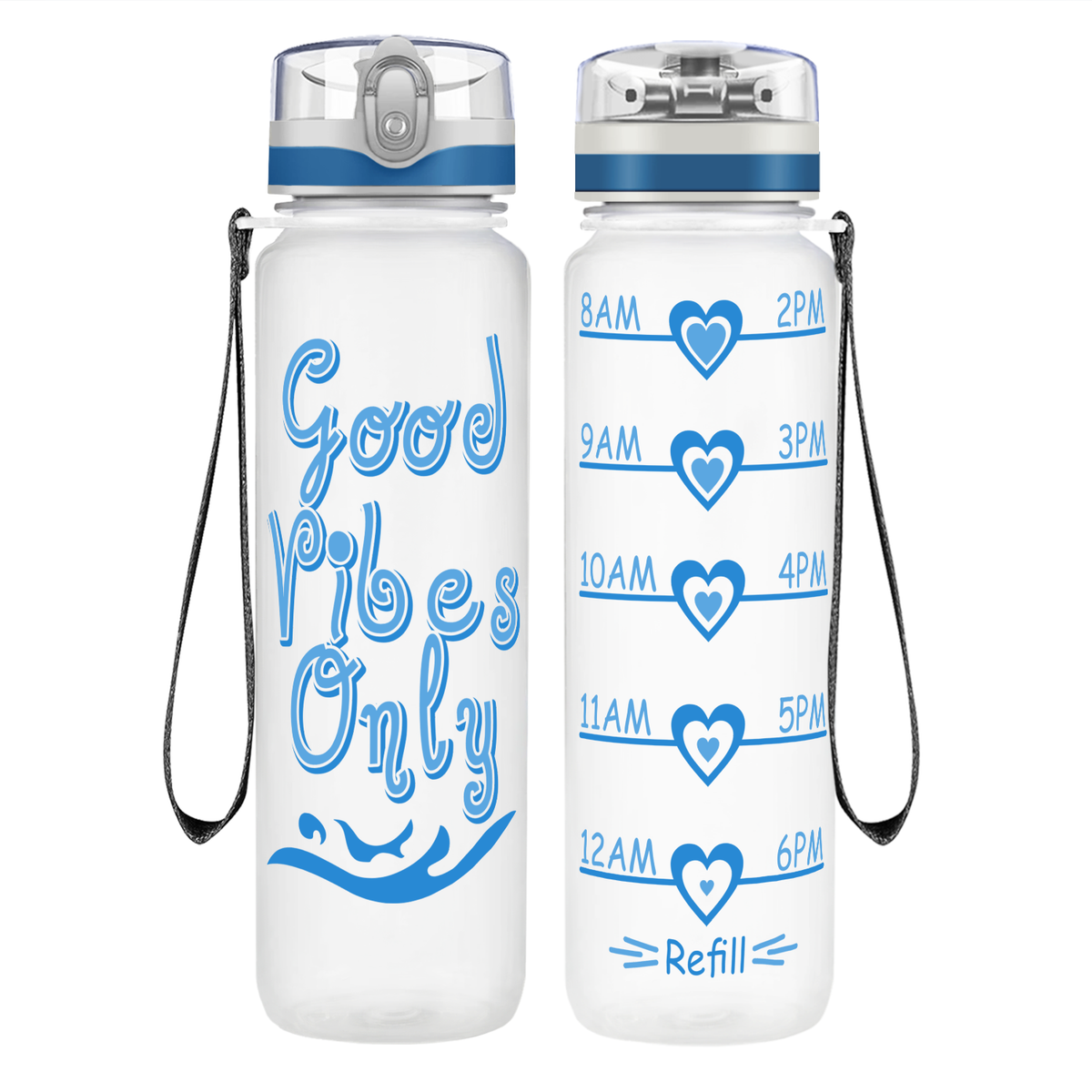 Good Vibes Only on 32 oz Motivational Tracking Water Bottle