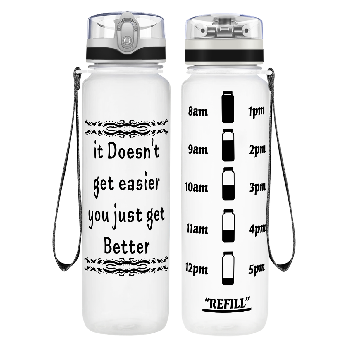 You Just Get Better on 32 oz Motivational Tracking Water Bottle
