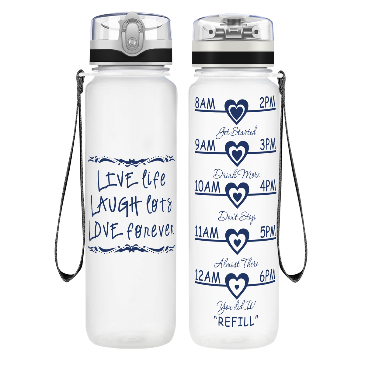 Live Life on 32 oz Motivational Tracking Water Bottle