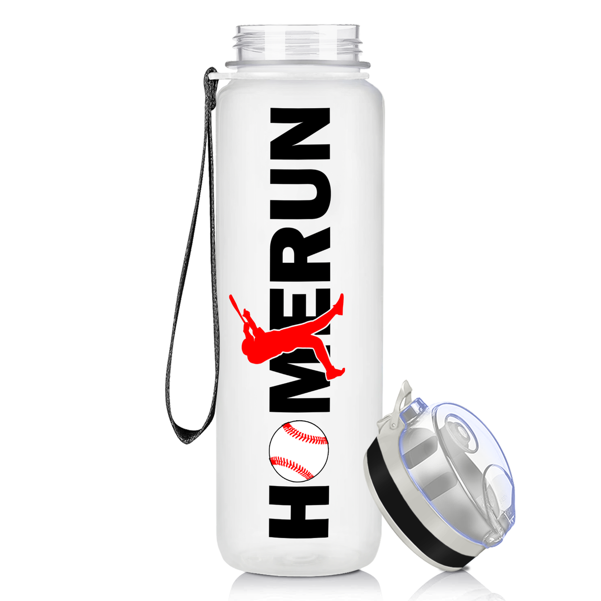Personalized Baseball Homerun on 32 oz Motivational Tracking Water Bottle