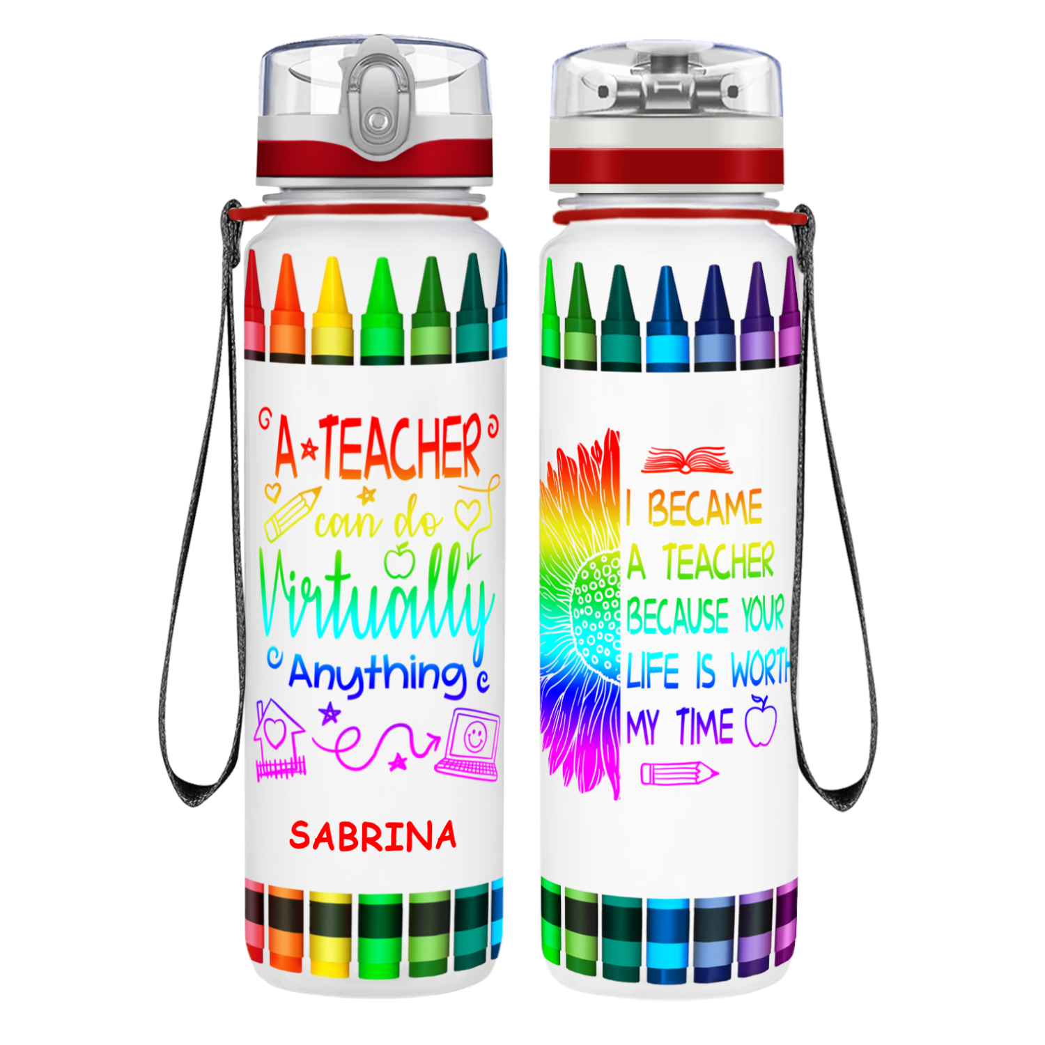 Personalized A Teacher Can Do Virtually Anything on 32 oz Water Bottle