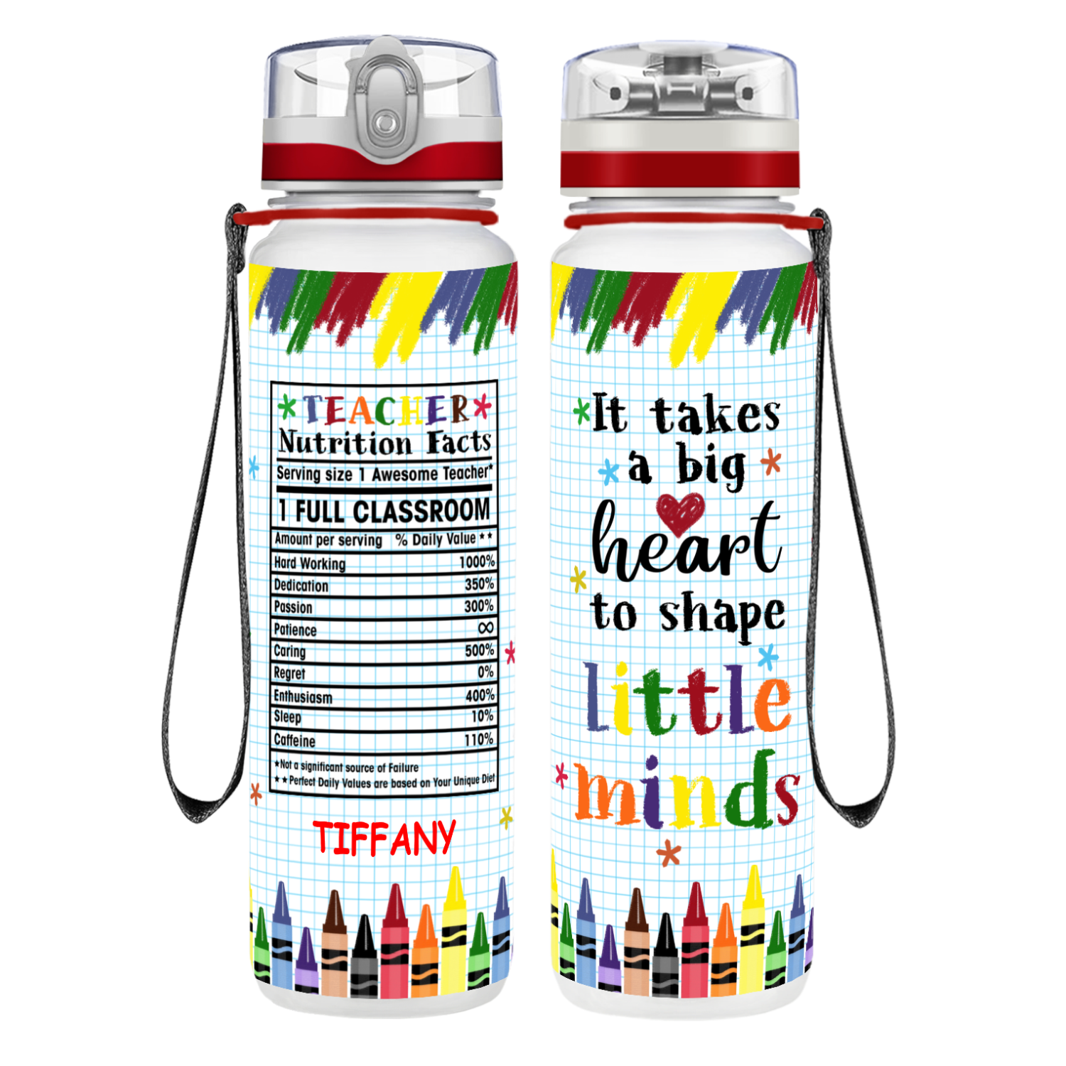 Personalized Teacher Nutrition Facts on 32 oz Water Bottle