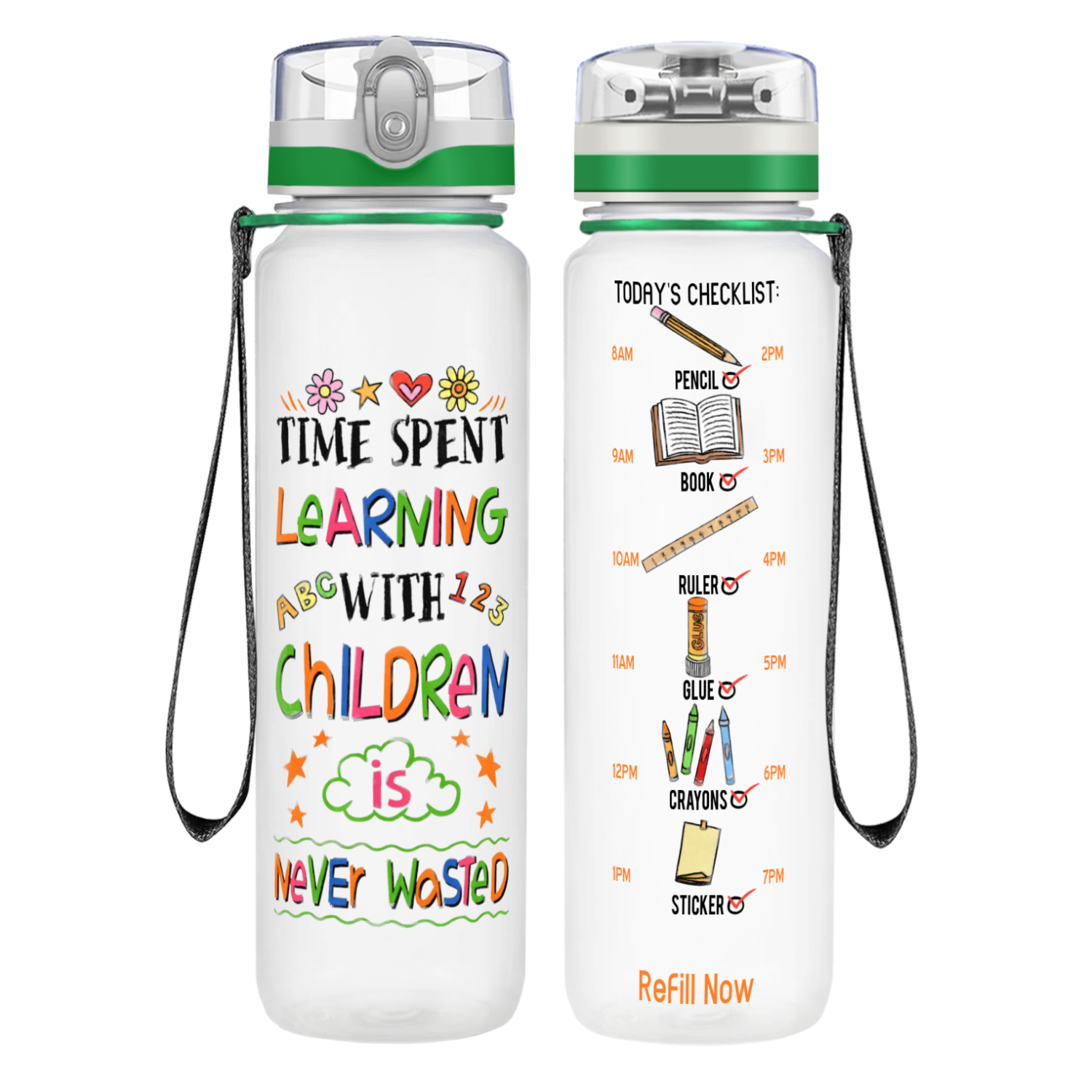 Time Spent Learning on 32 oz Water Bottle