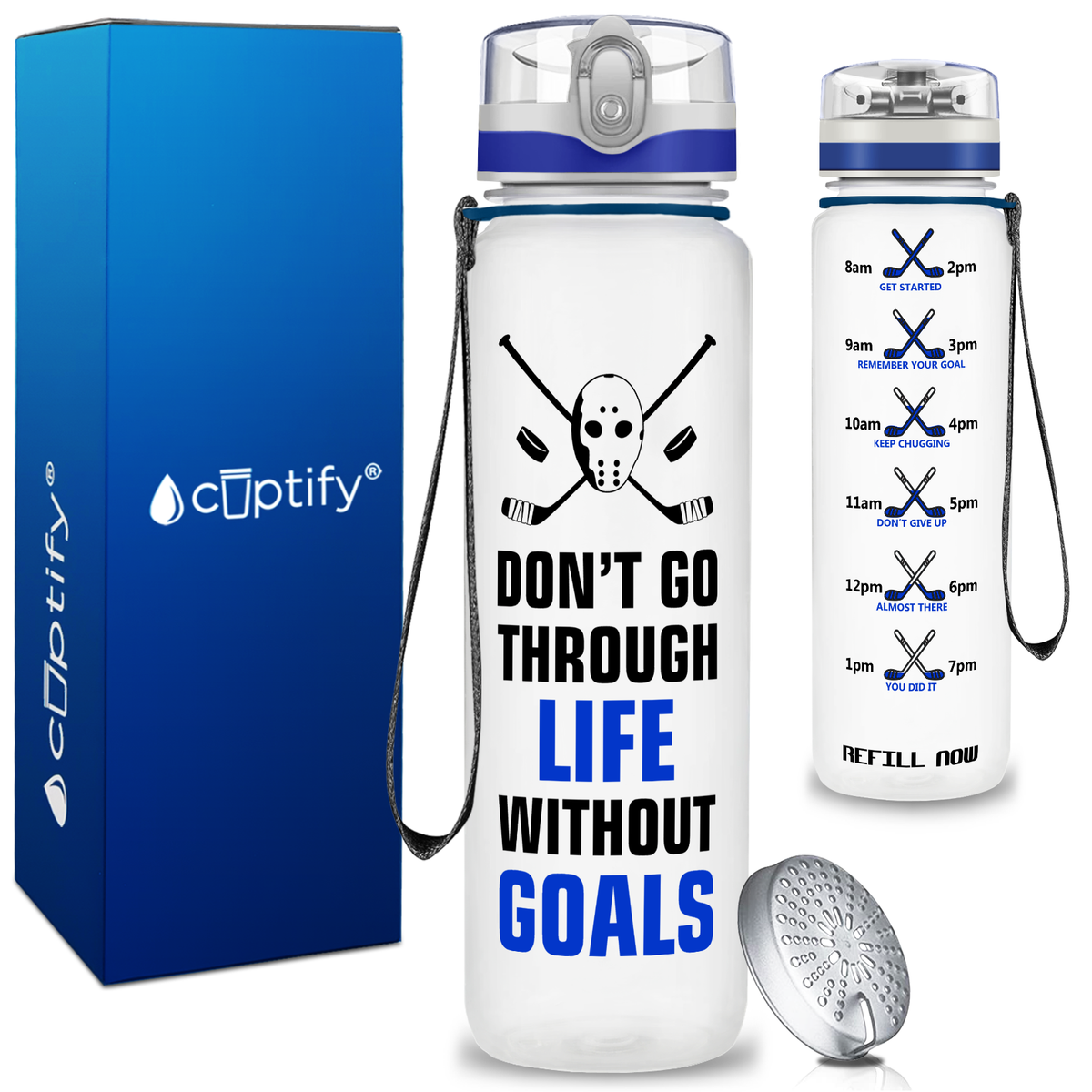 Personalized Dont Go Through Life on 32 oz Motivational Tracking Water Bottle