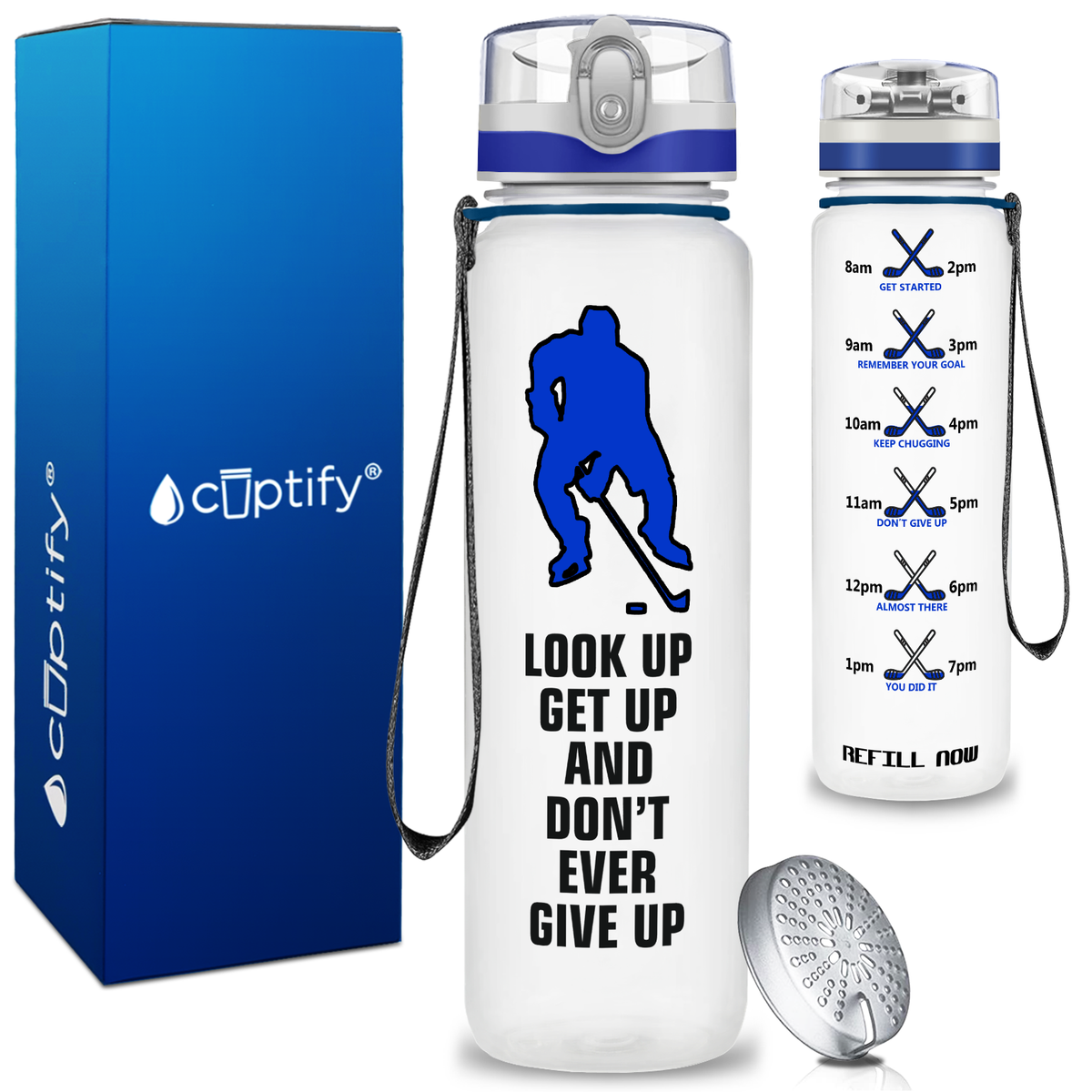 Personalized Look up Get Up on 32 oz Motivational Tracking Water Bottle