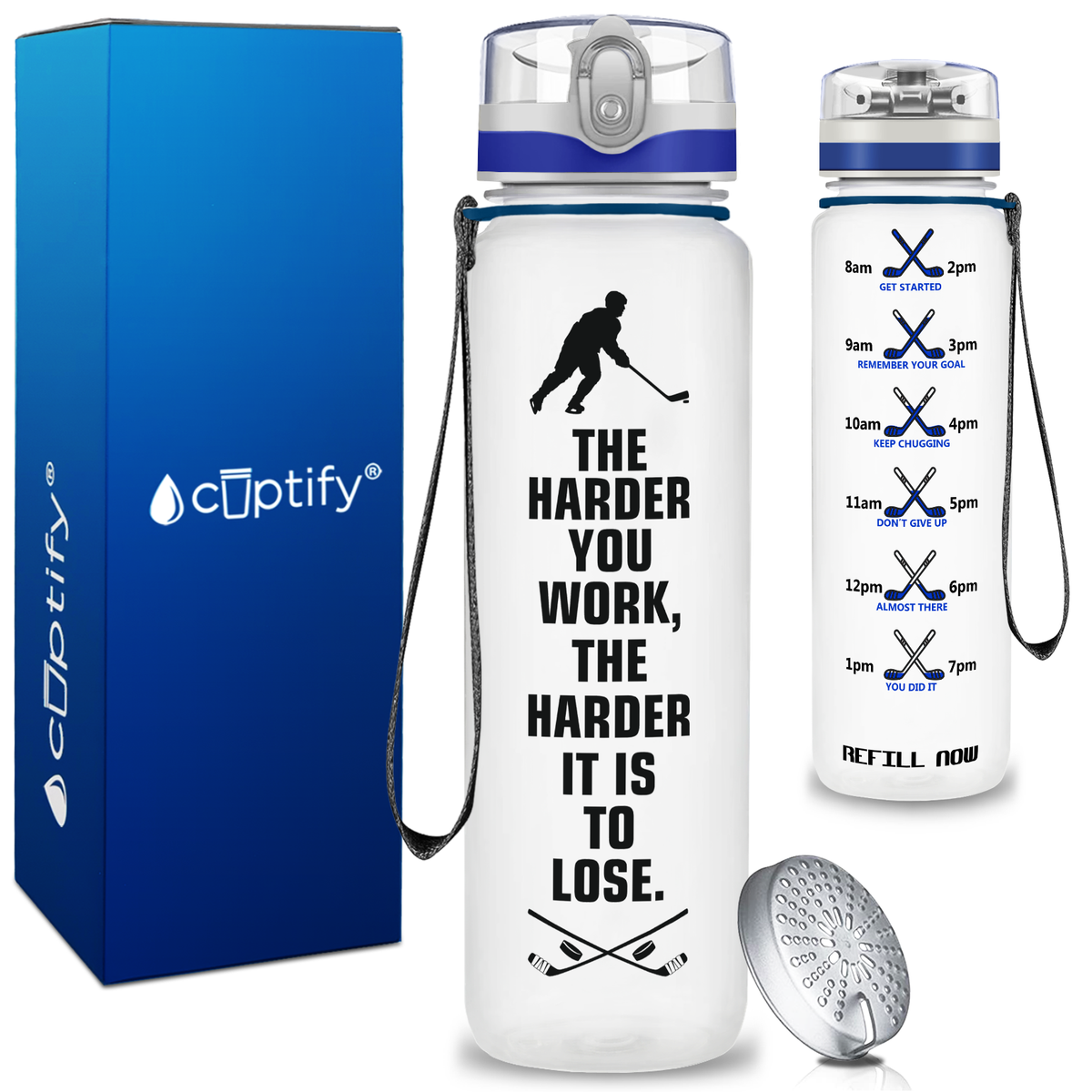 Personalized The Harder You Work on 32 oz Motivational Tracking Water Bottle