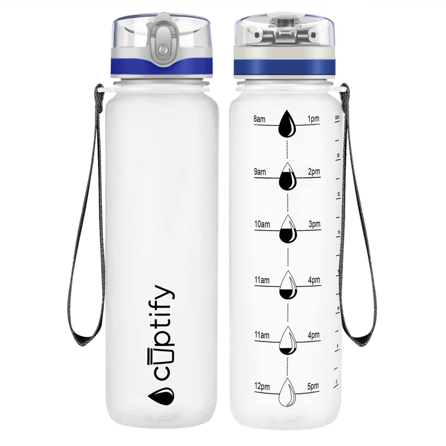 White Frosted 32oz Hydration Tracker Water Bottle
