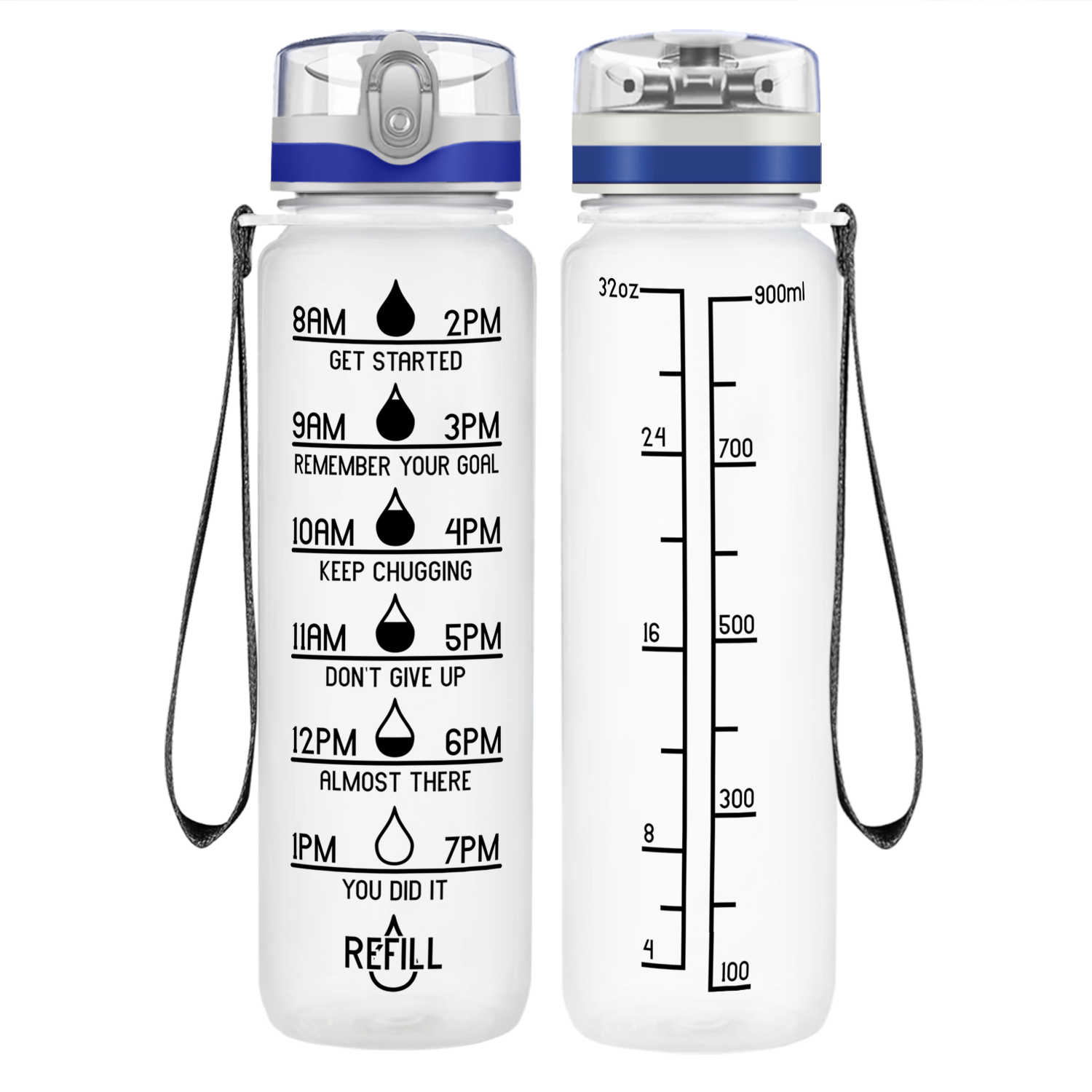 Cuptify White Frosted 32 oz Motivational Water Bottle