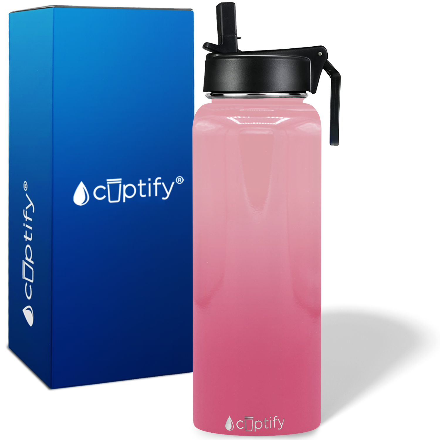 40oz Blossom Ombre Wide Mouth Water Bottle With Straw Lid