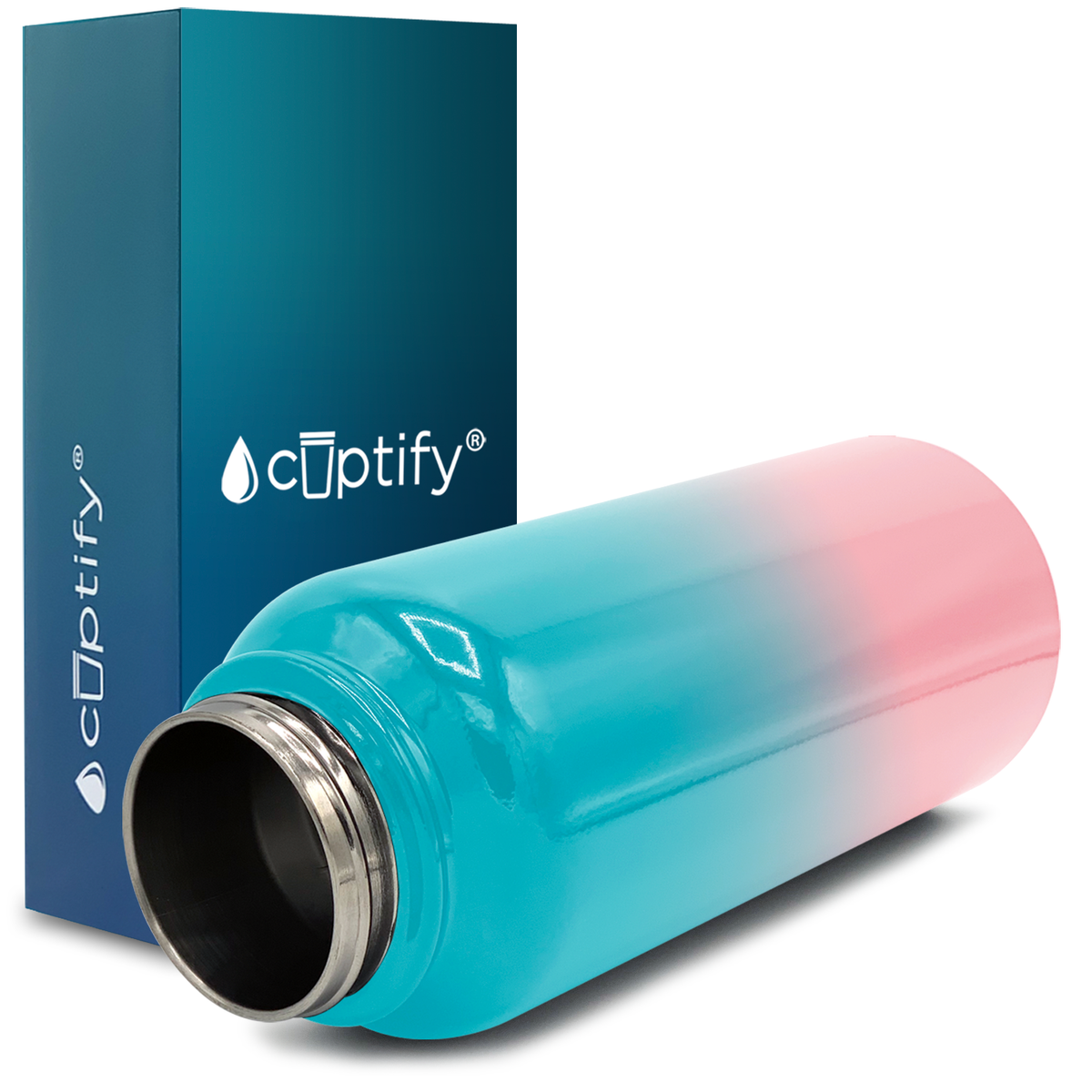 40oz Cotton Candy Ombre Wide Mouth Water Bottle With Straw Lid