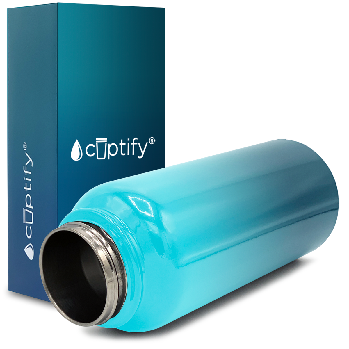 40oz Deep Sea Ombre Wide Mouth Water Bottle With Straw Lid