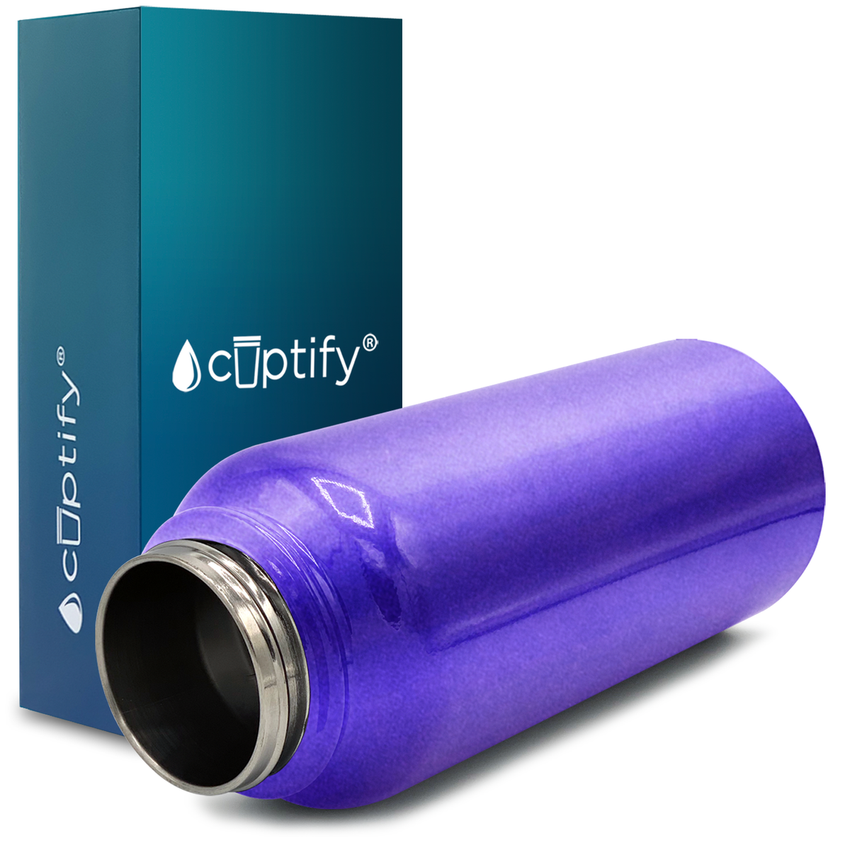 40oz Purple Glitter Wide Mouth Water Bottle With Straw Lid