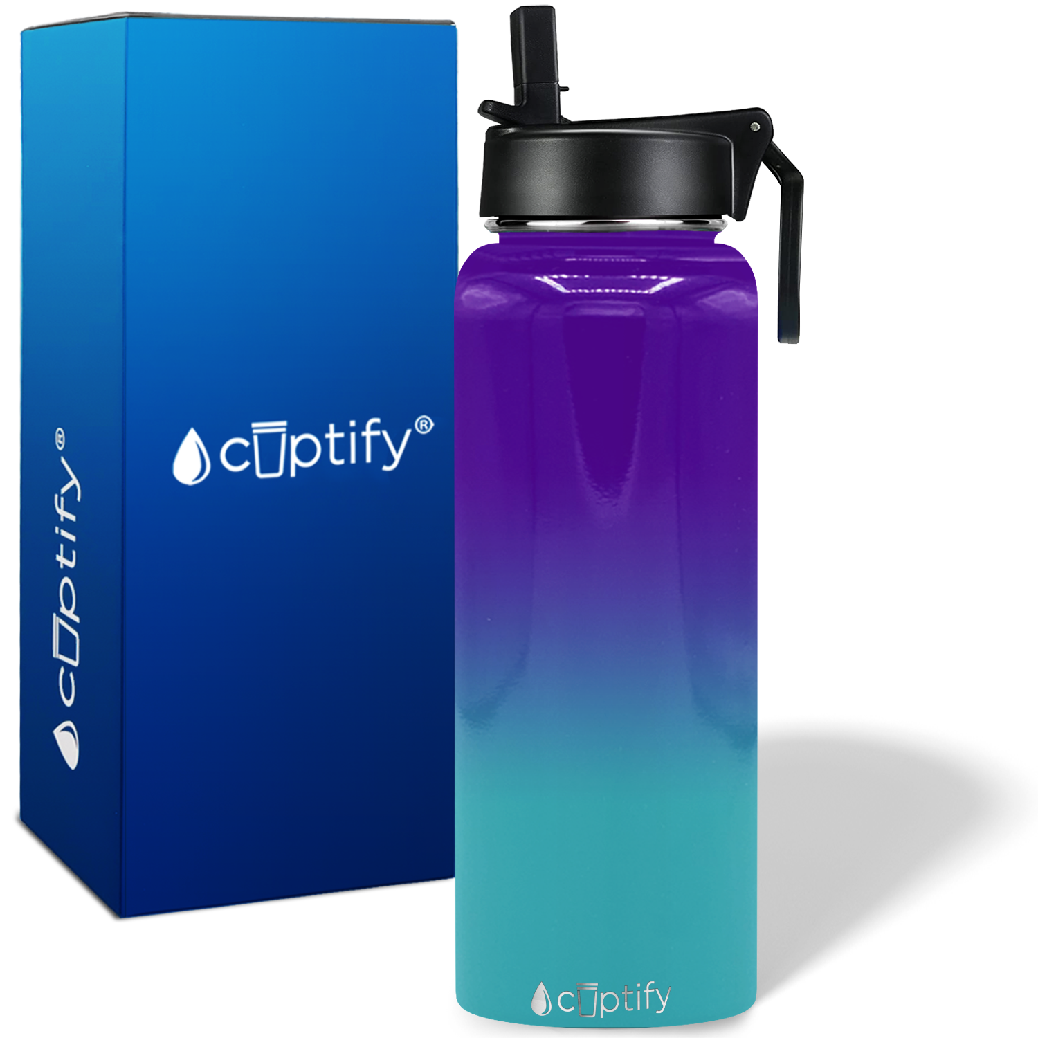 40oz Island Waters Ombre Wide Mouth Water Bottle With Straw Lid