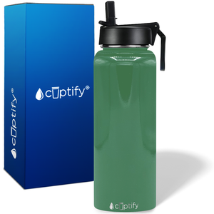 40oz Kelly Green Gloss Wide Mouth Water Bottle With Straw Lid