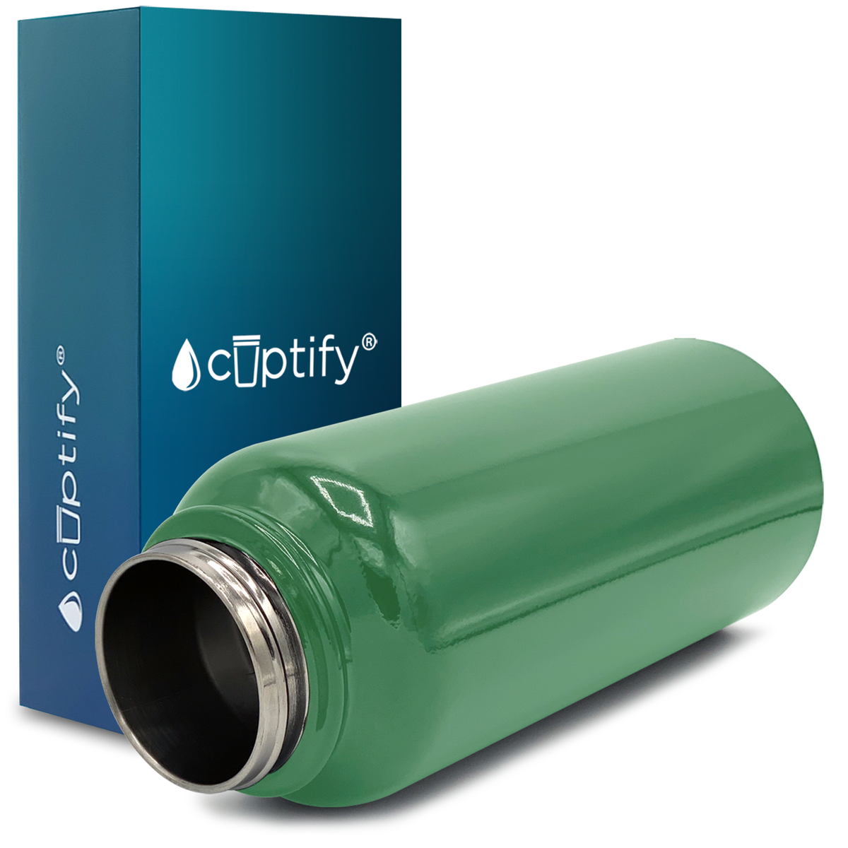 40oz Kelly Green Gloss Wide Mouth Water Bottle With Straw Lid