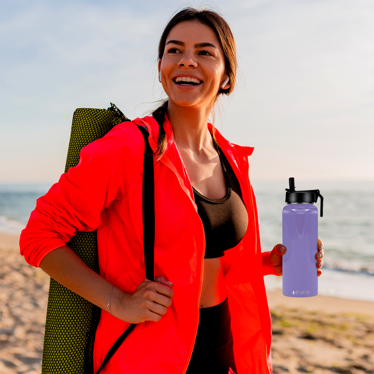 40oz Lavender Gloss Wide Mouth Water Bottle With Straw Lid