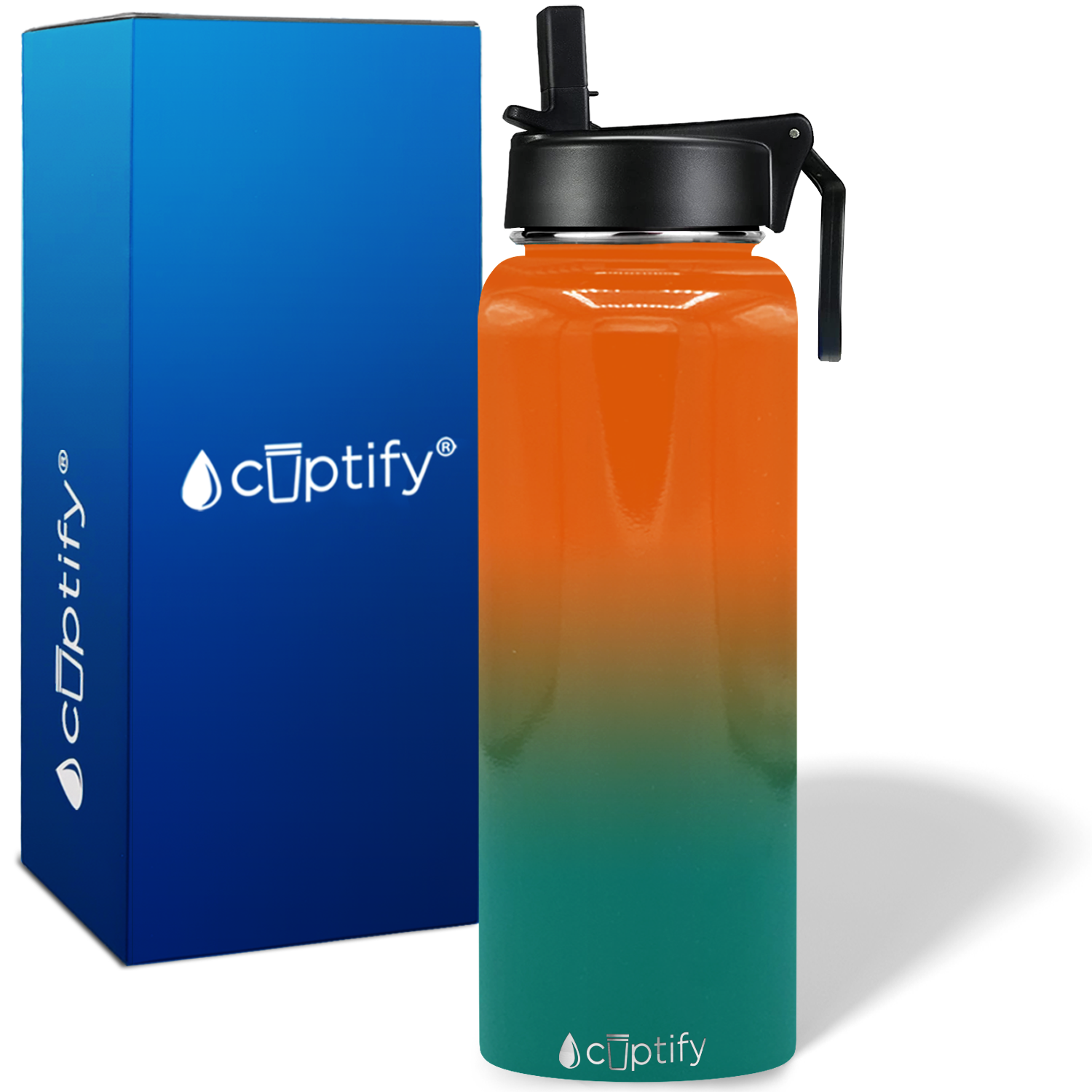 40oz Miami Ombre Wide Mouth Water Bottle With Straw Lid