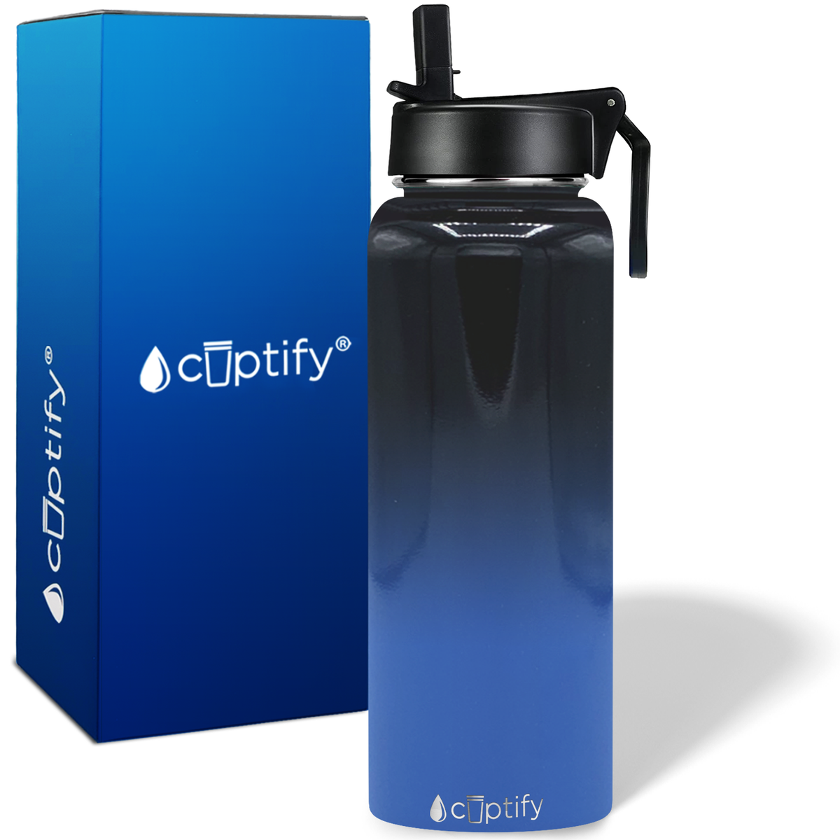 40oz Midnight Sky Ombre Wide Mouth Water Bottle With Straw Lid