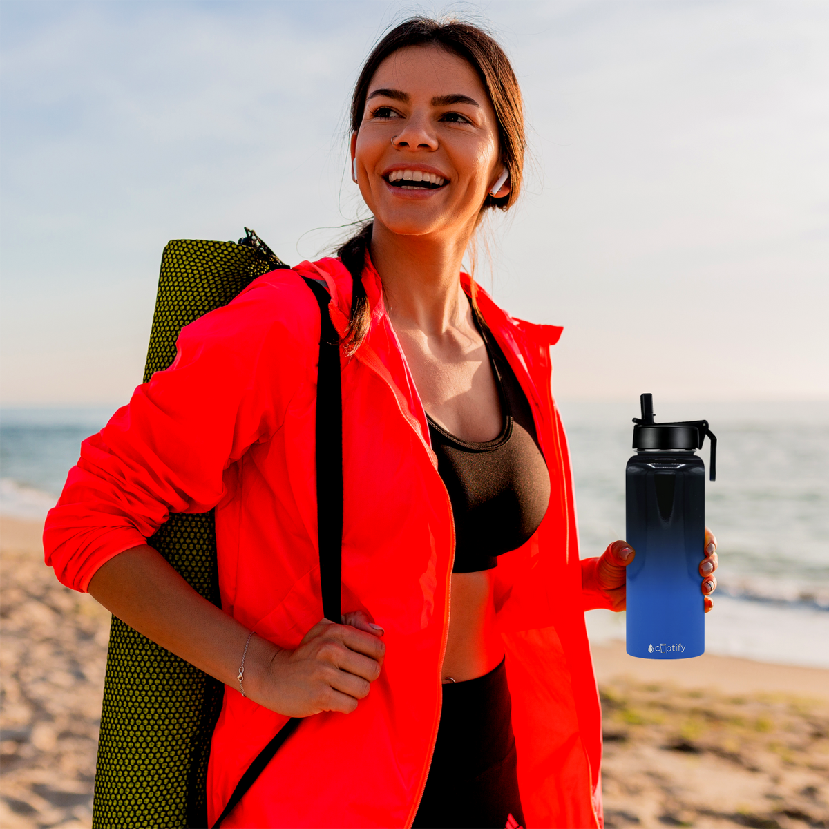 40oz Midnight Sky Ombre Wide Mouth Water Bottle With Straw Lid