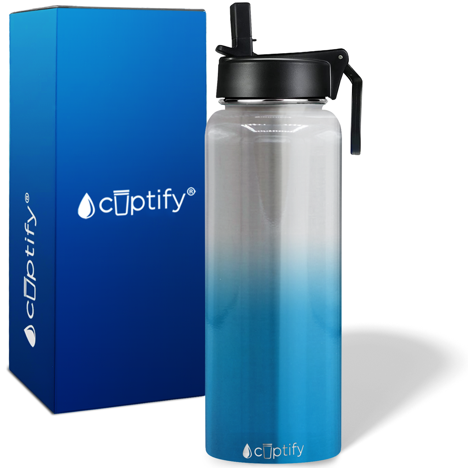 Blue Ombre Translucent 40oz Wide Mouth Water Bottle
