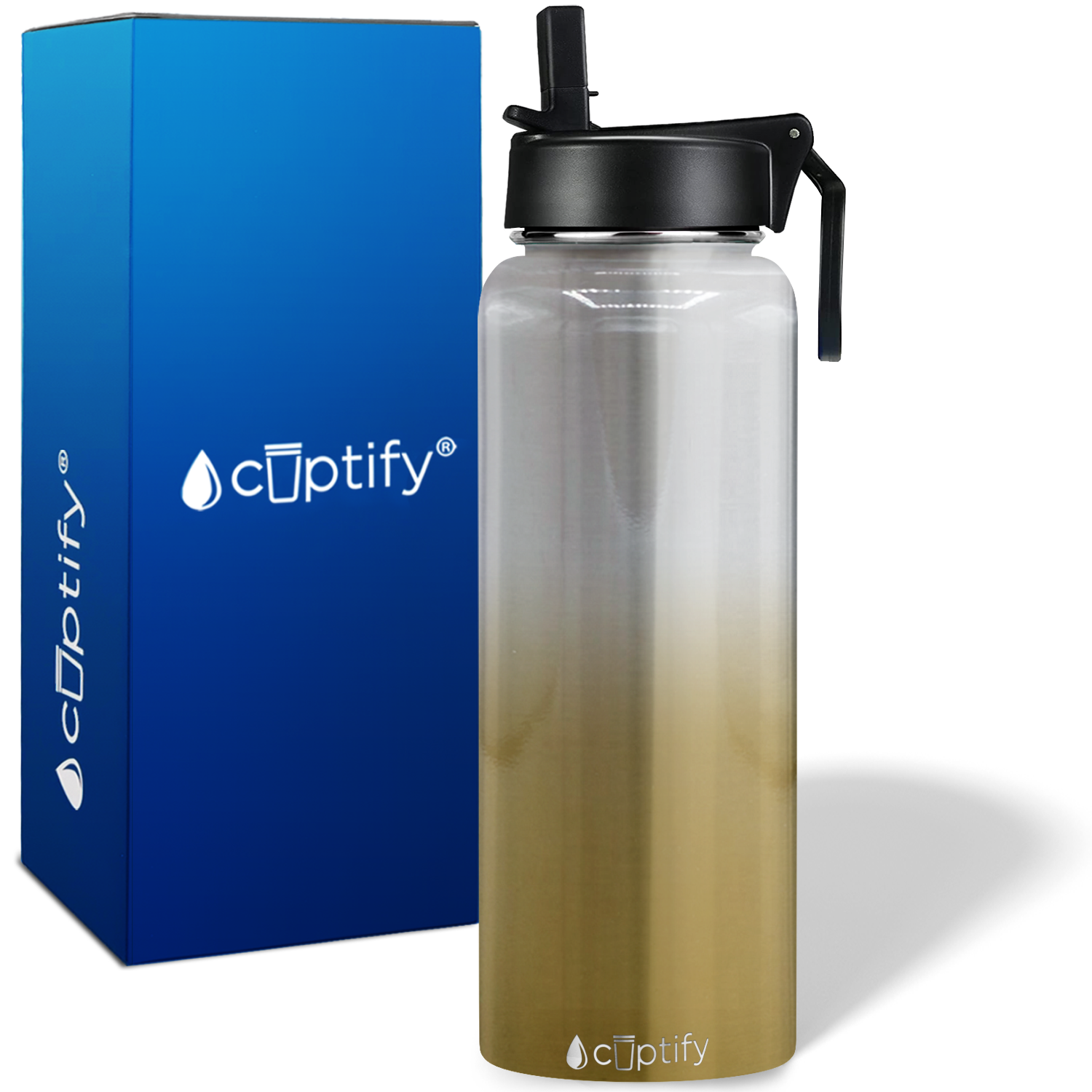 Gold Ombre Translucent 40oz Wide Mouth Water Bottle