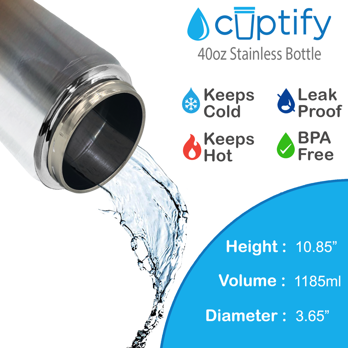 Orange Ombre Translucent 40oz Wide Mouth Water Bottle