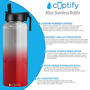 Red Ombre Translucent 40oz Wide Mouth Water Bottle