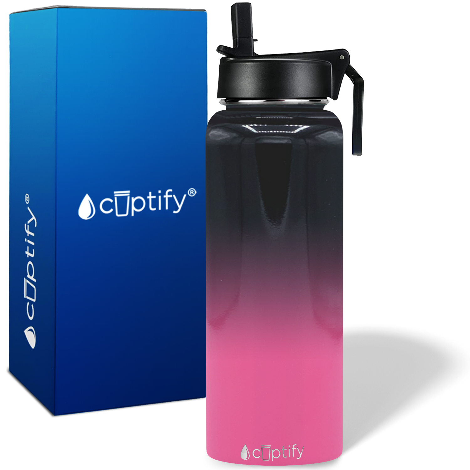 40oz Panther Ombre Wide Mouth Water Bottle With Straw Lid