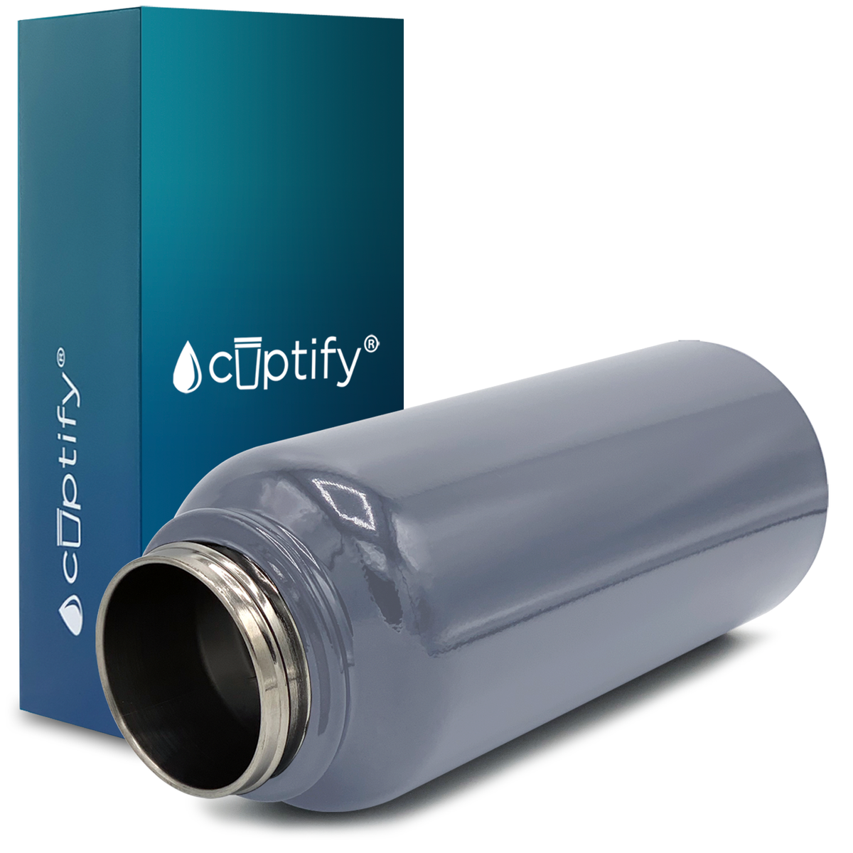 40oz Periwinkle Gray Gloss Wide Mouth Water Bottle With Straw Lid