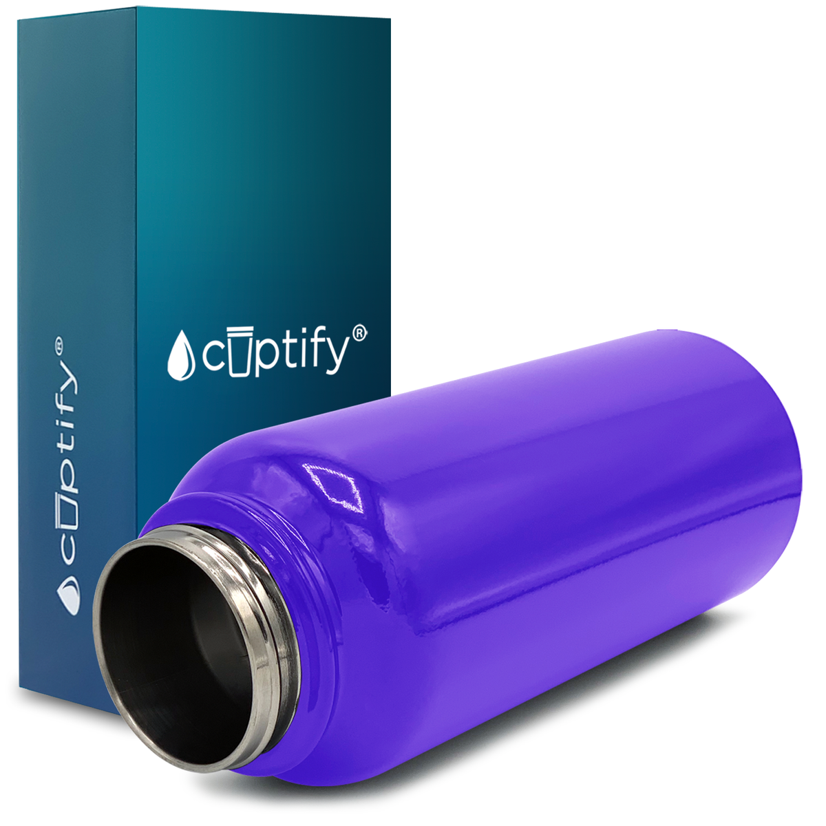 40oz Purple Gloss Wide Mouth Water Bottle With Straw Lid