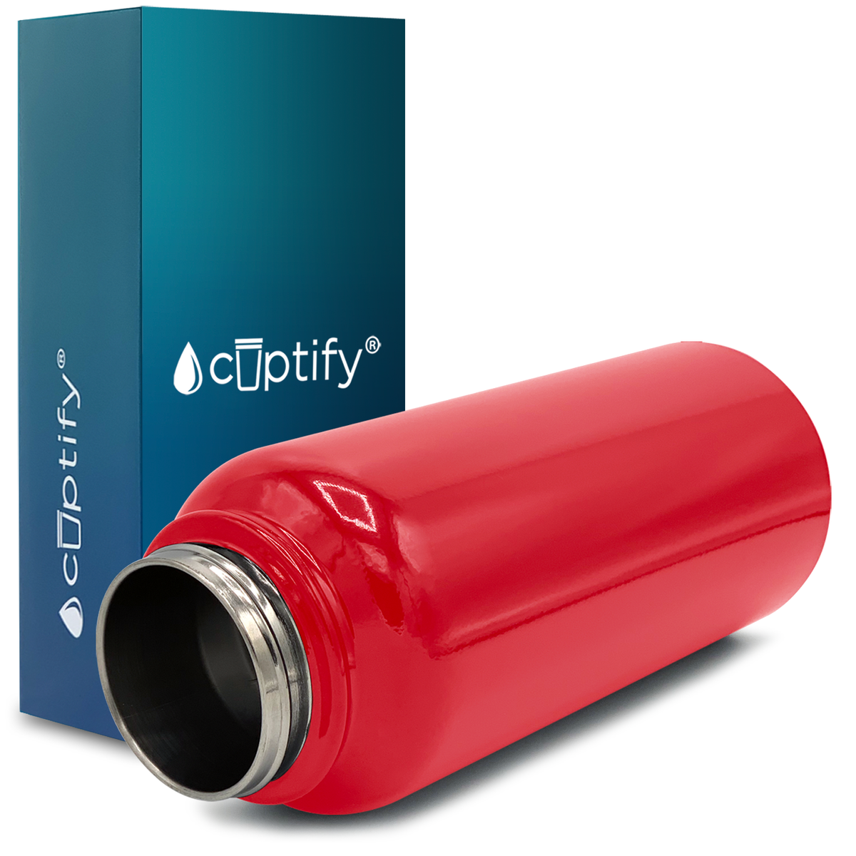 40oz Red Gloss Wide Mouth Water Bottle With Straw Lid