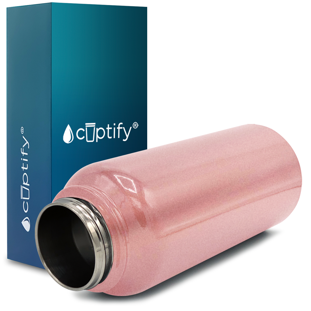 40oz Rose Gold Wide Mouth Water Bottle With Straw Lid