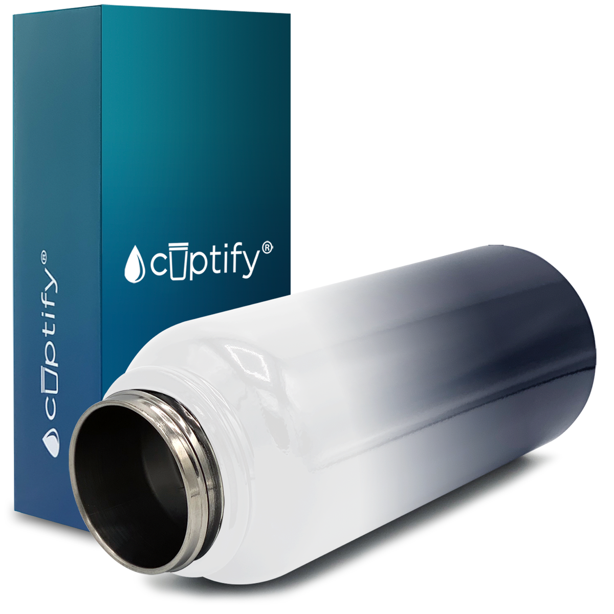 40oz Snowy Mountains Ombre Wide Mouth Water Bottle With Straw Lid