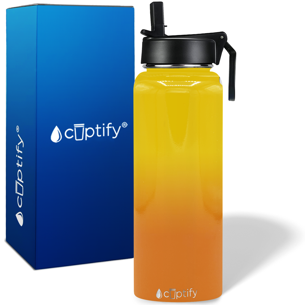 40oz Sunrise Ombre Wide Mouth Water Bottle With Straw Lid