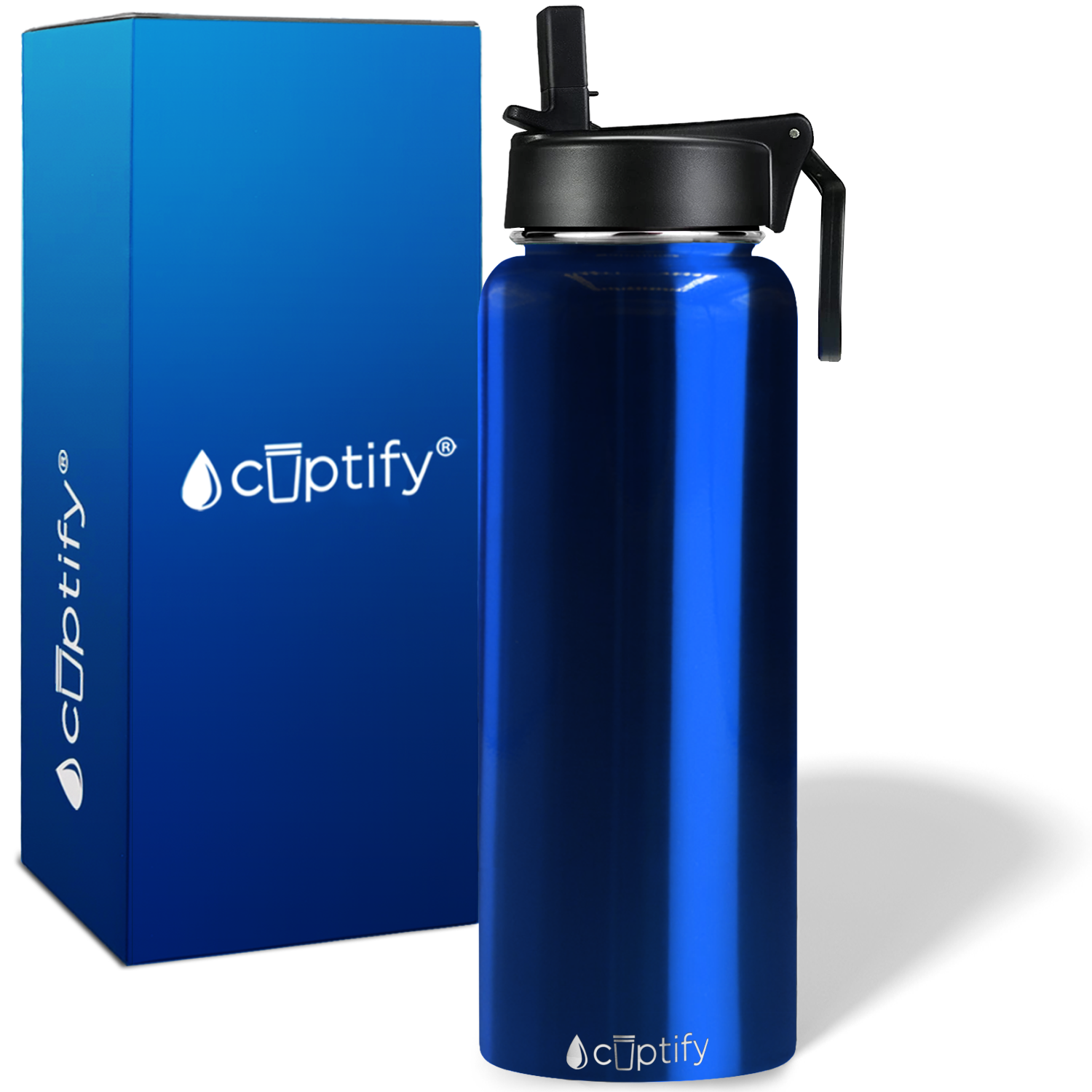 Blue Translucent 40oz Wide Mouth Water Bottle
