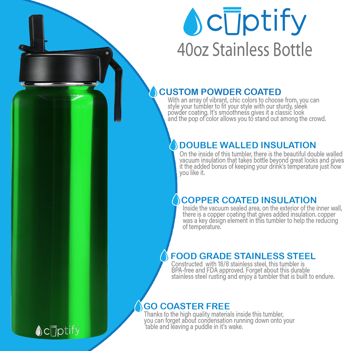 Green Translucent 40oz Wide Mouth Water Bottle