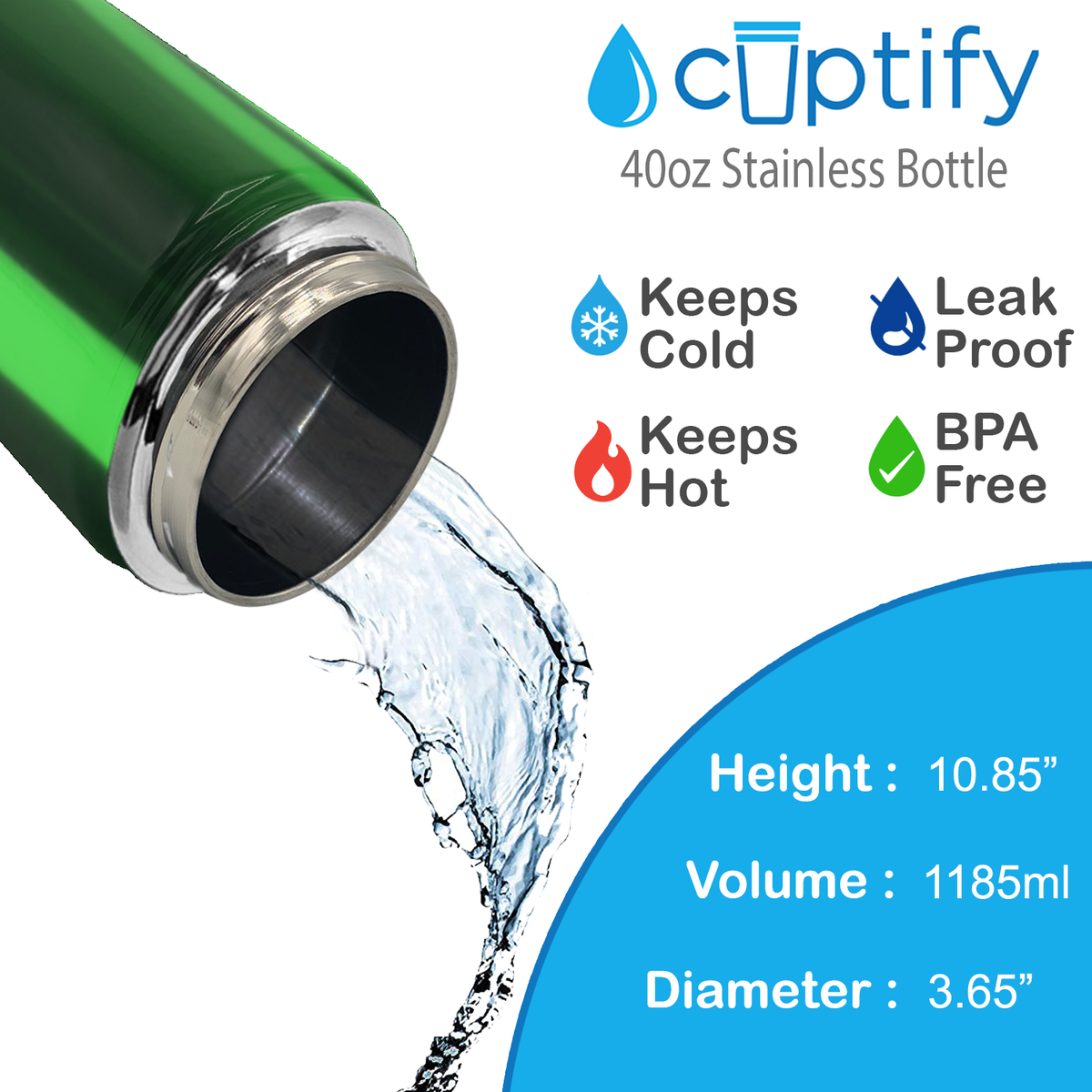 Green Translucent 40oz Wide Mouth Water Bottle