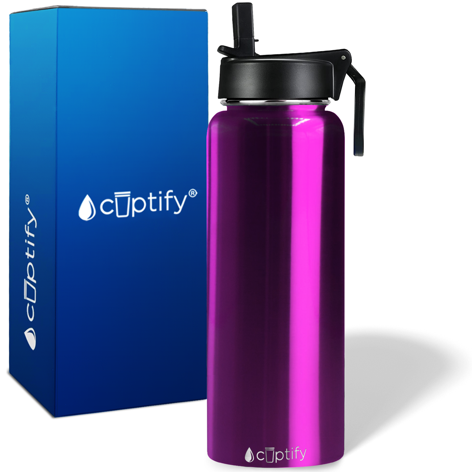 Pink Translucent 40oz Wide Mouth Water Bottle