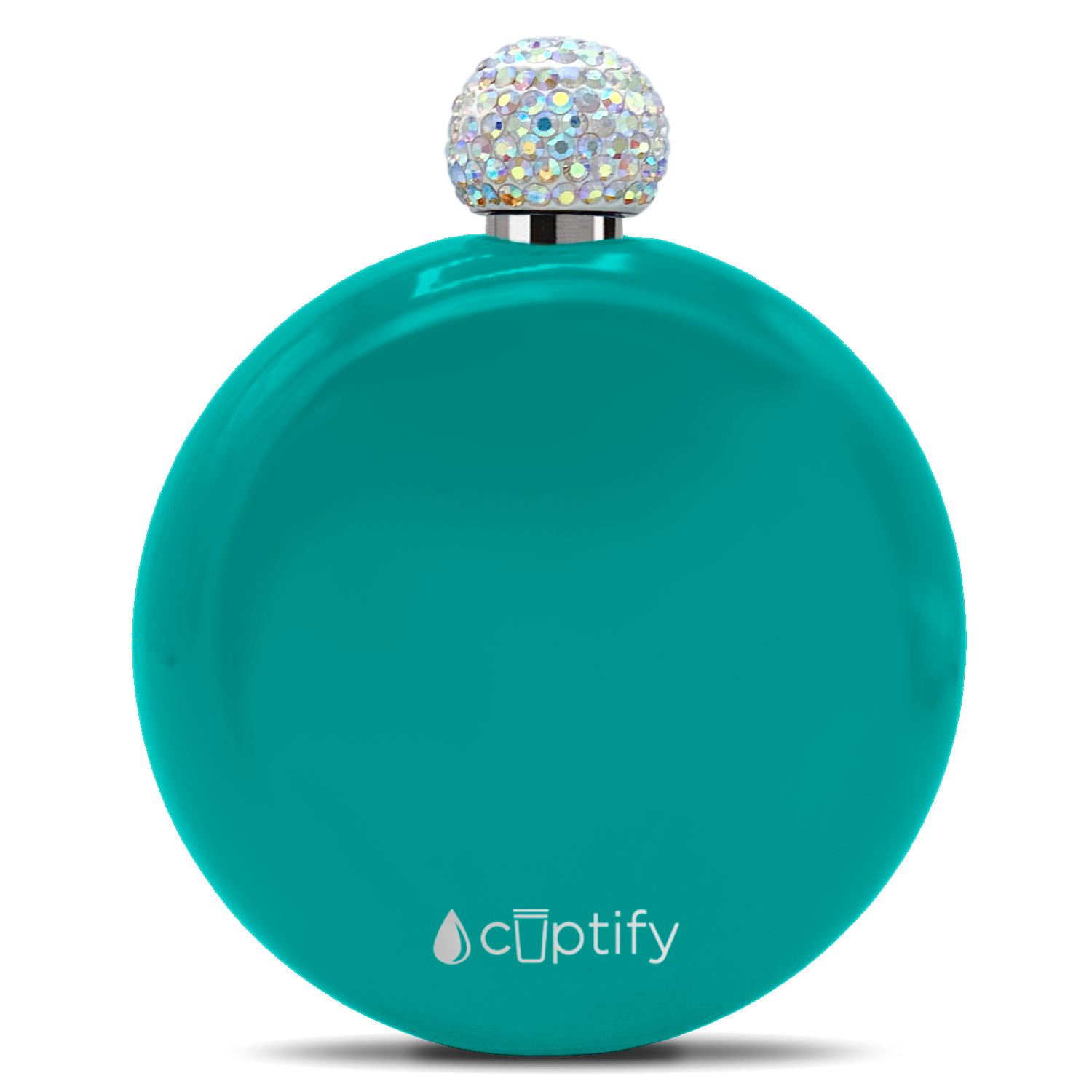 Aqua Blue Gloss 5oz Rhinestone Liquor Flask