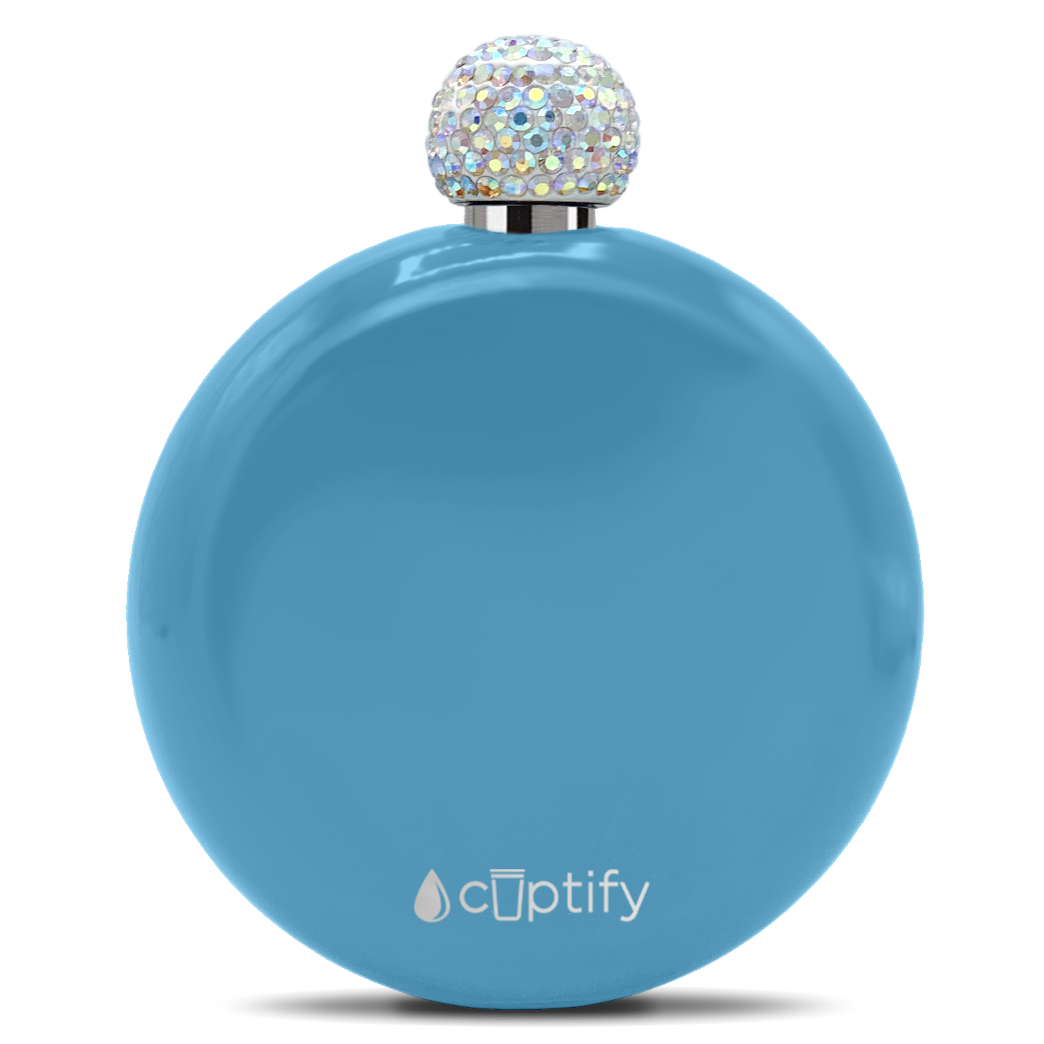 Baby Blue Gloss 5oz Rhinestone Liquor Flask
