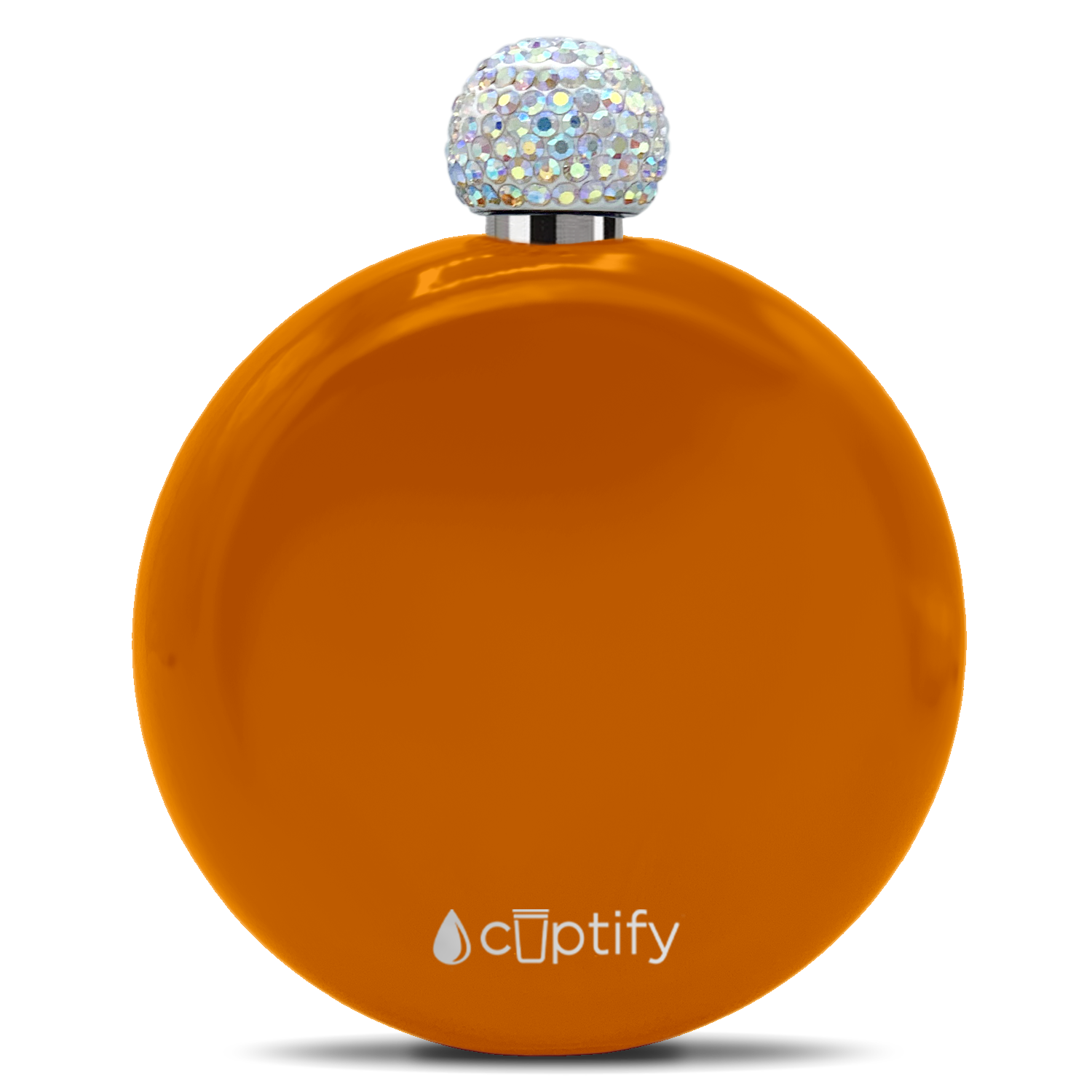 Bright Orange Gloss 5oz Rhinestone Liquor Flask